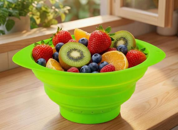 可折叠硅胶滤水篮家用厨房水果蔬菜洗菜滤水盘可伸缩瓜果盘